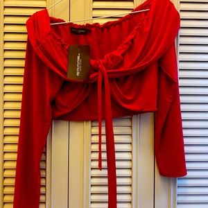 Off the shoulder red crop top